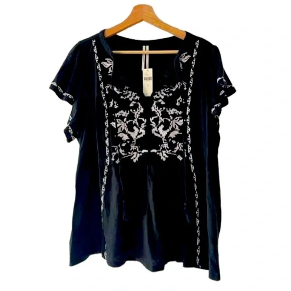 Alexandrine Embroidered Anthropologie Blouse Fluttering Sleeves Size XL NWT - Picture 1 of 6